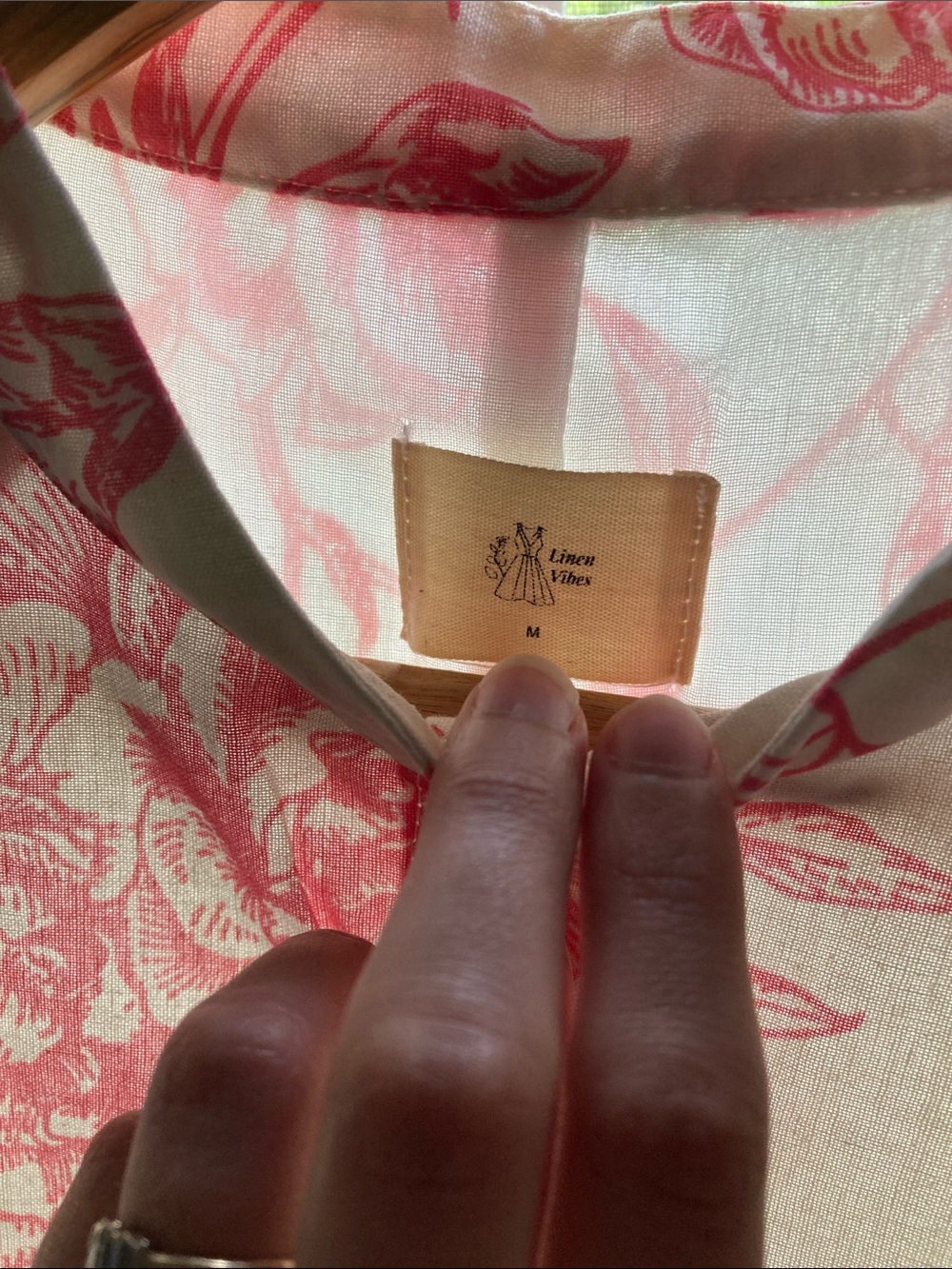 Linen Lace Cap-Sleeve Pink Toile Dress - Picture 2 of 7